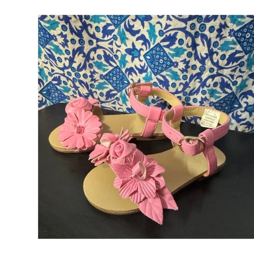 Janie and Jack pink flower sandals - Picture 4 of 6